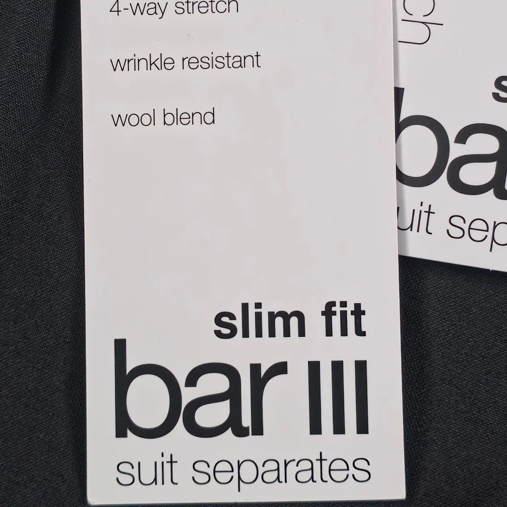 Bar III Dress Pant Men 31x30 Black Slim Fit Wool Blend Quiet Luxury Tailored NWT